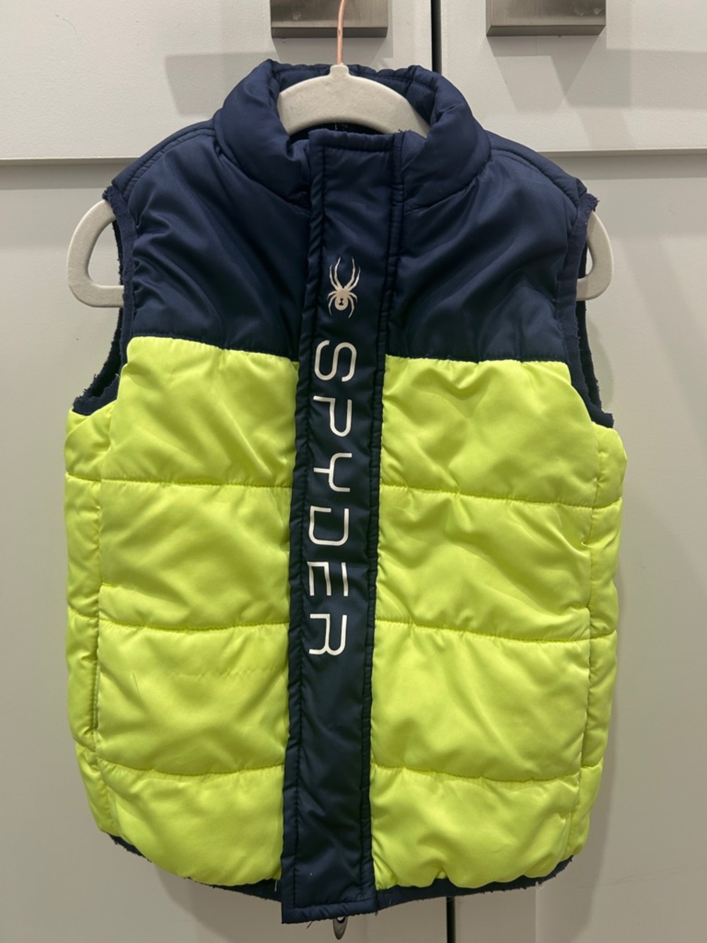 Spyder Kids' Neon Yellow & Navy Puffer Vest toddler 3t